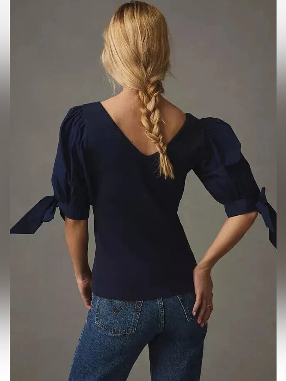 Anthropologie/Maeve Puff Sleeve Top with Adjustable Tie Cuffs - Picture 6 of 12